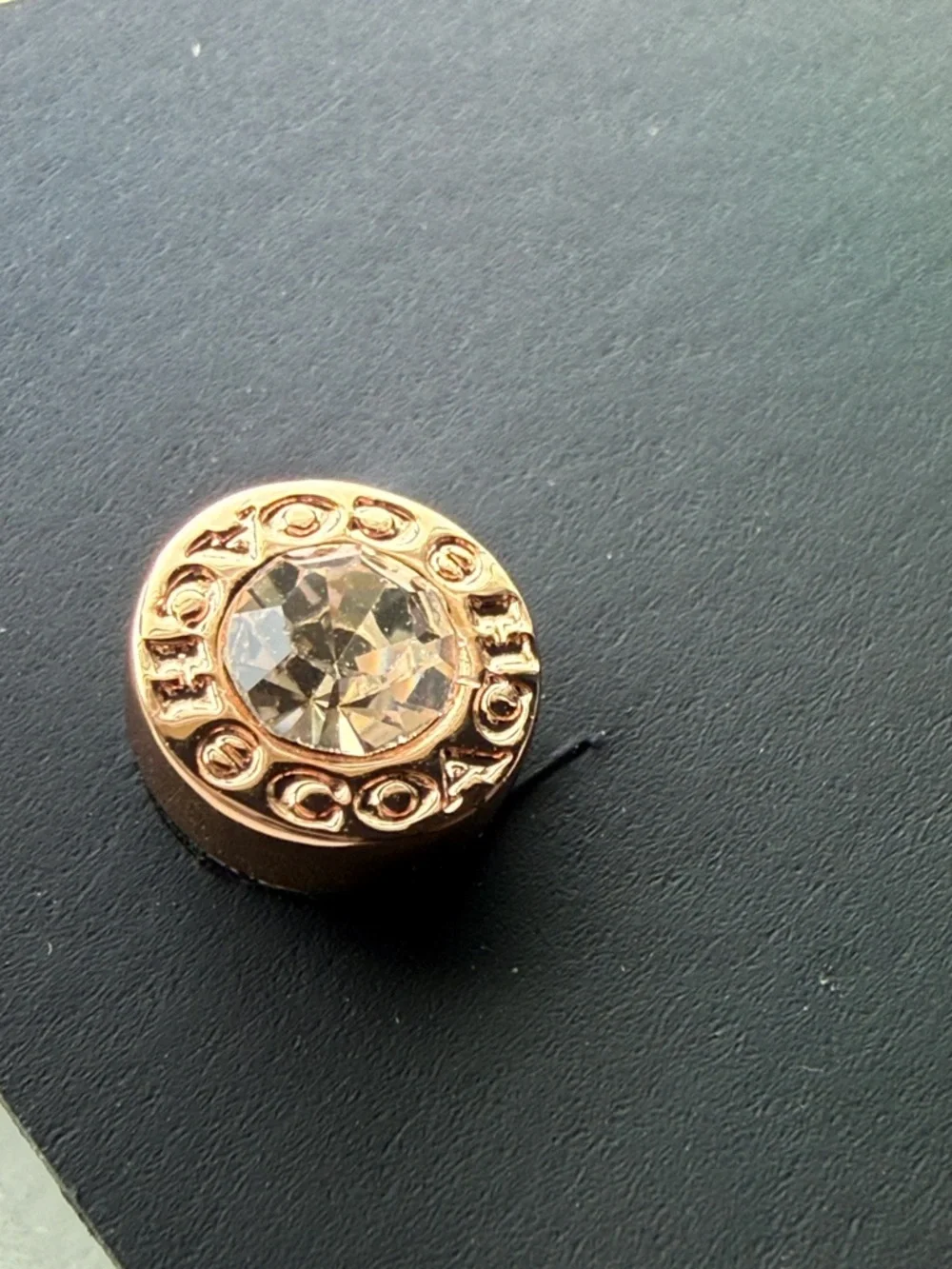 NWT Coach Rose Gold-Tone Pink Crystal Round Stud Earrings - Picture 5 of 8